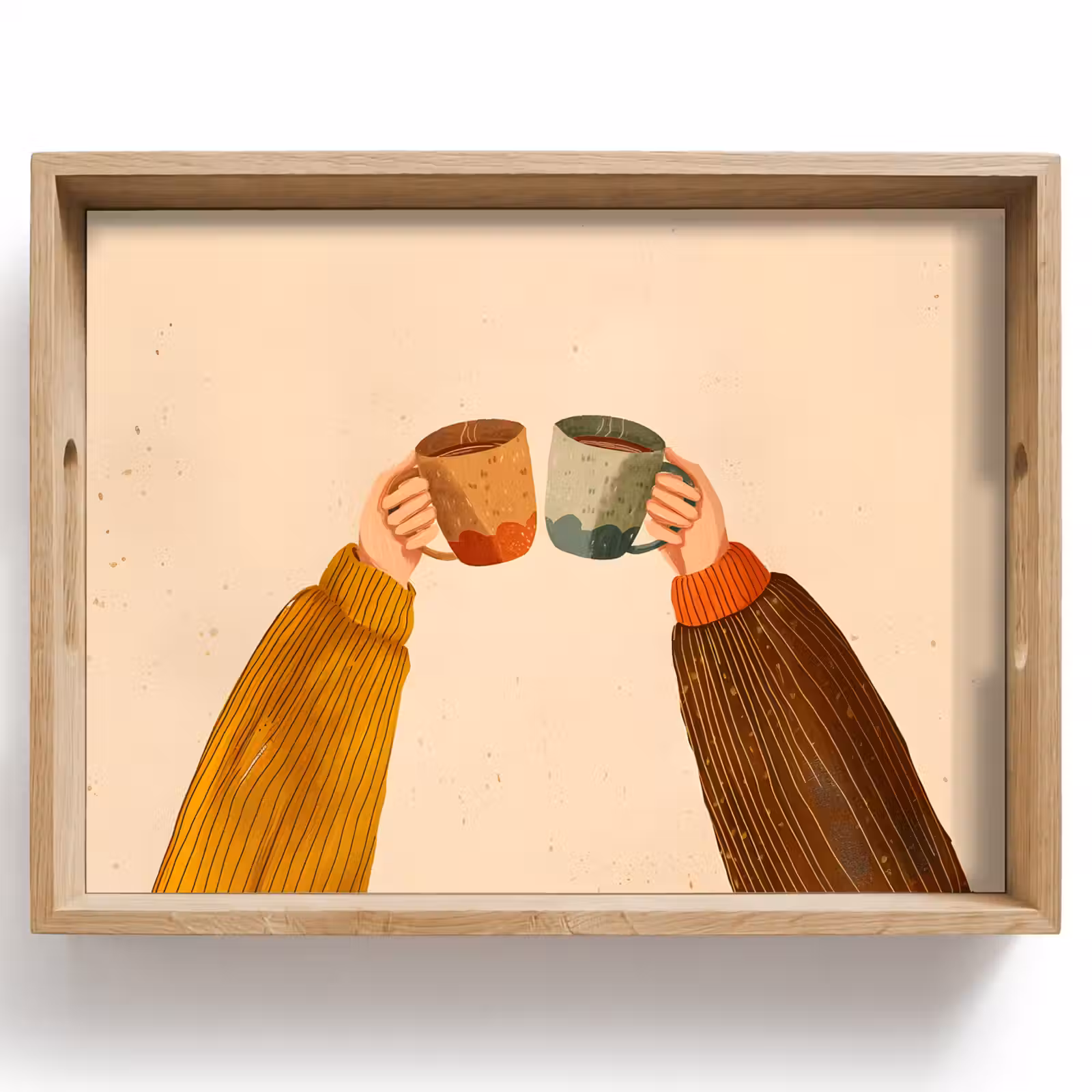 Vassoio - Illustrazione - Tazze - Salute - Marrone — 1