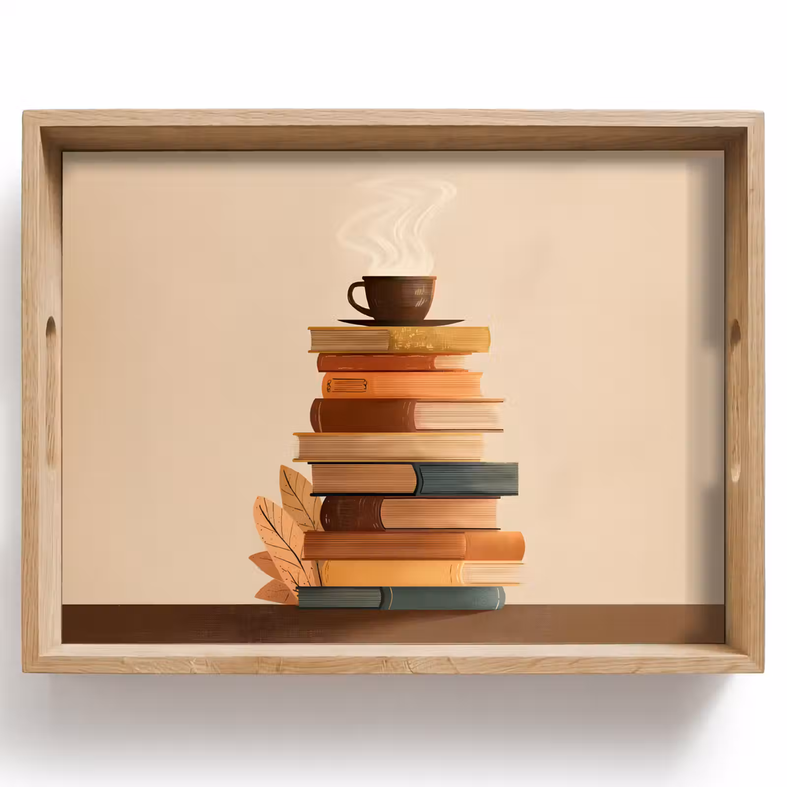Vassoio - Libri - Torre - Caffè - Beige — 1