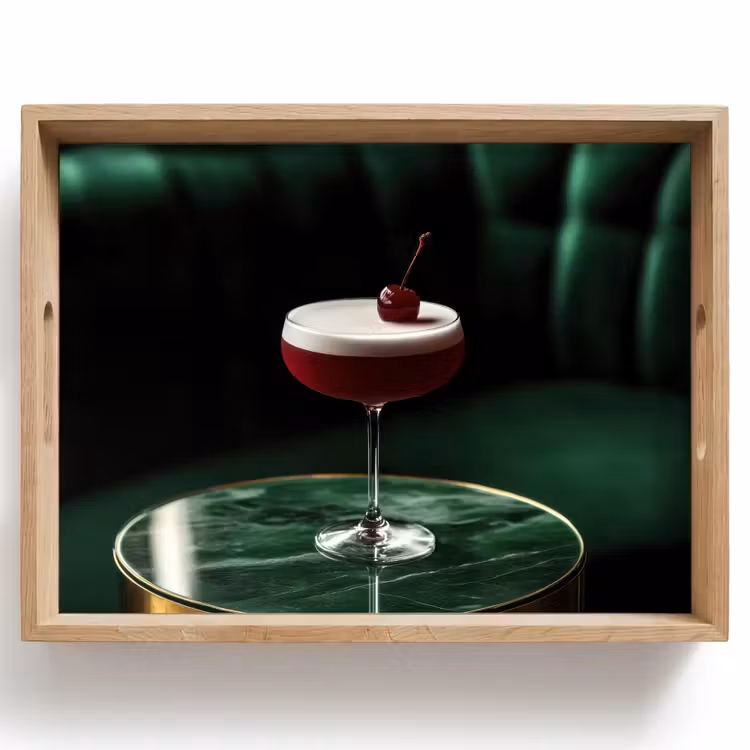 Vassoio - Ciliegia - Cocktail - Rosso - Marmo — 1