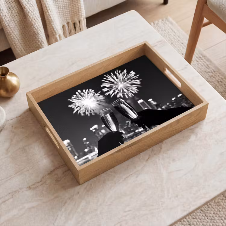 Vassoio - Fuochi d'artificio - Cin cin - Skyline - Champagne — 2