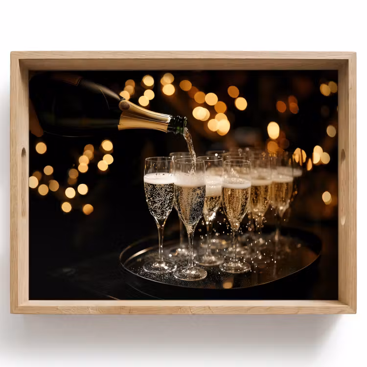 Vassoio - Lichter - Champagner - Gläser — 1