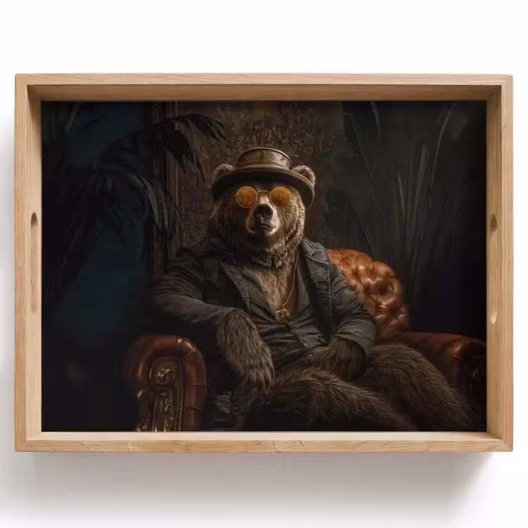 Vassoio - Orso - Marrone - Abito - Cappello — 1