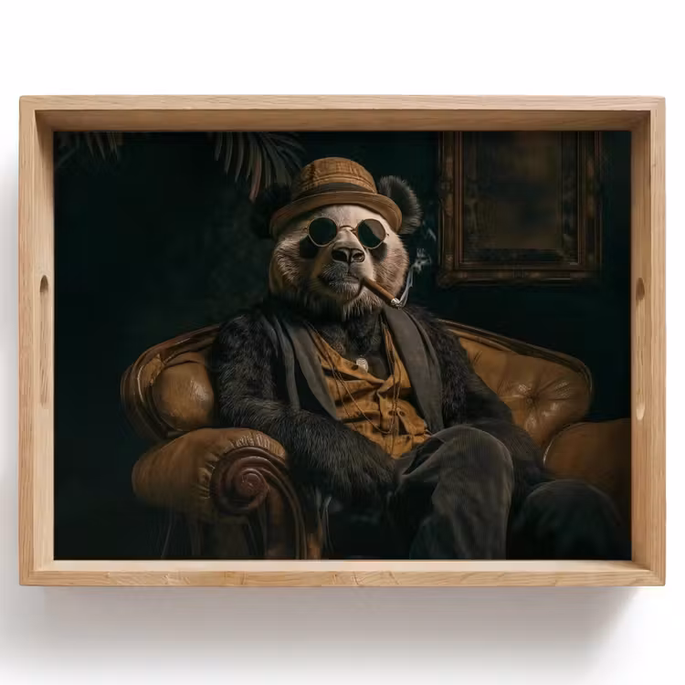 Vassoio - Panda - cappello - occhiali - vestito — 1
