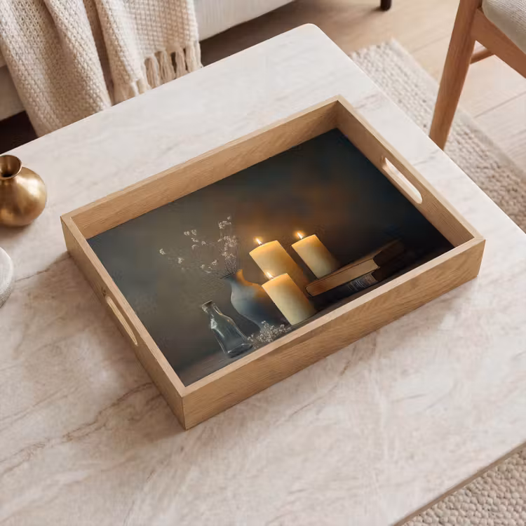 Vassoio - Candele - Natura morta - Rustico - Libri — 2