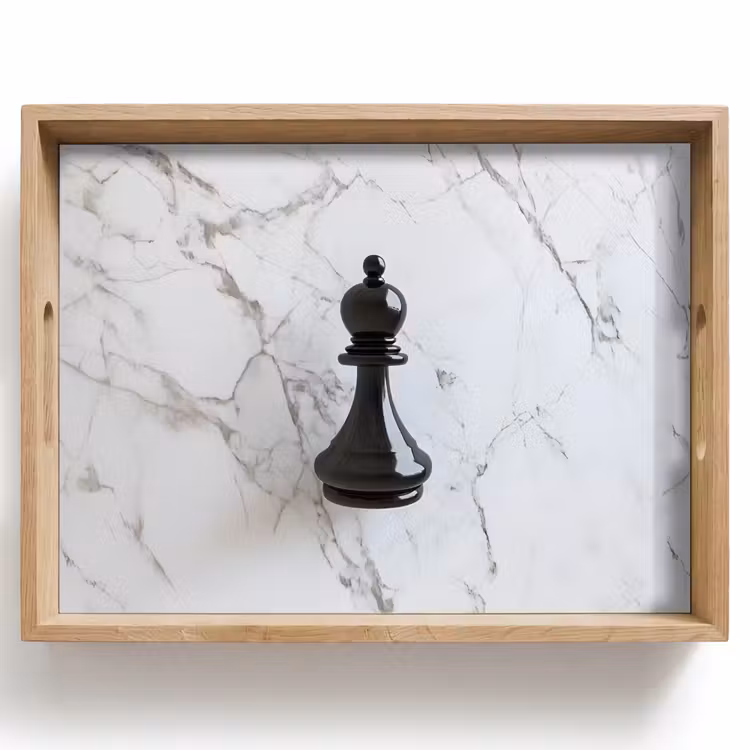 Vassoio - Pezzo degli scacchi - Alfiere - Nero - Marmo — 1
