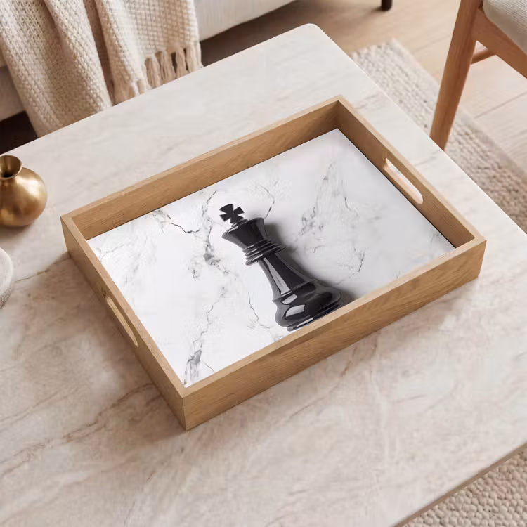 Vassoio - Pezzo di scacchi - Re - Nero - Marmo — 2