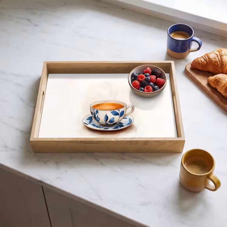 Vassoio - Tazza da tè - Foglie - Blu — 3