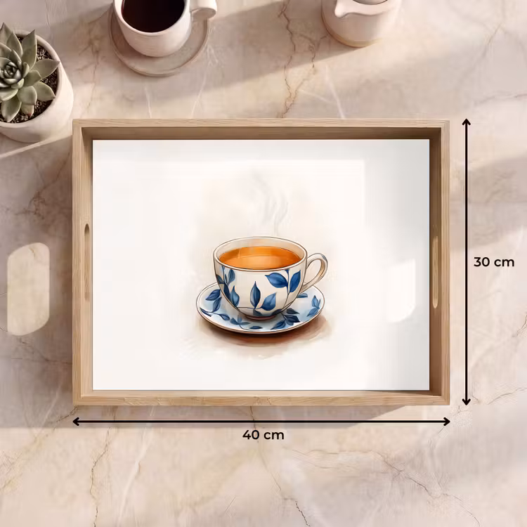 Vassoio - Tazza da tè - Foglie - Blu — 7