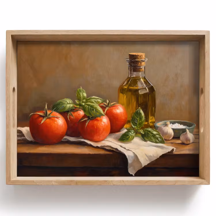 Vassoio - Pomodori - Olio d'oliva - Natura morta — 1