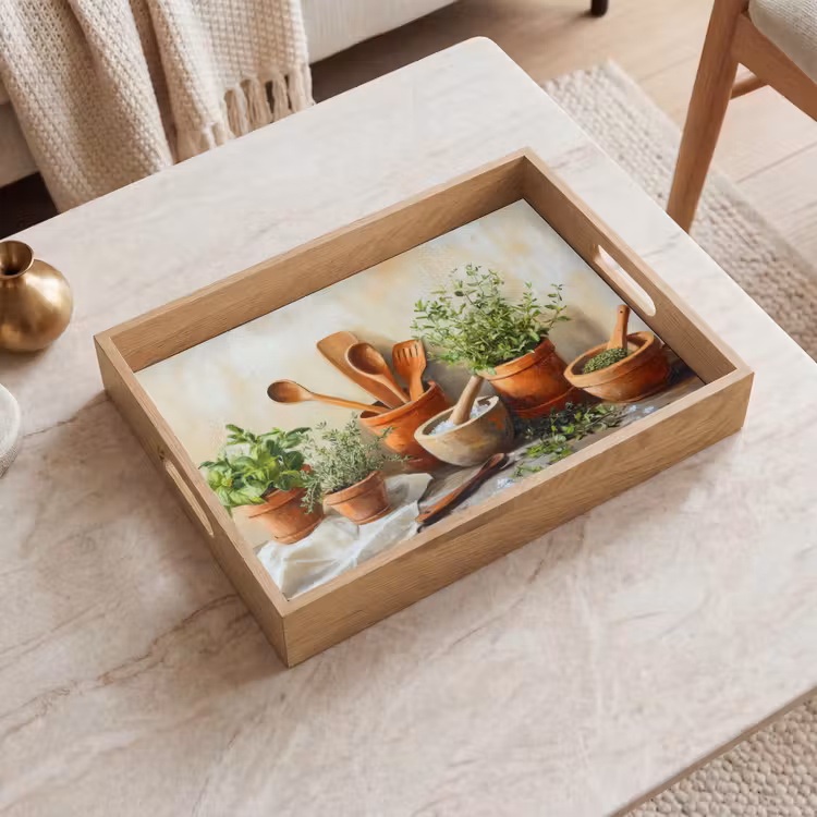 Vassoio - Vasi - Erbe - Legno — 2