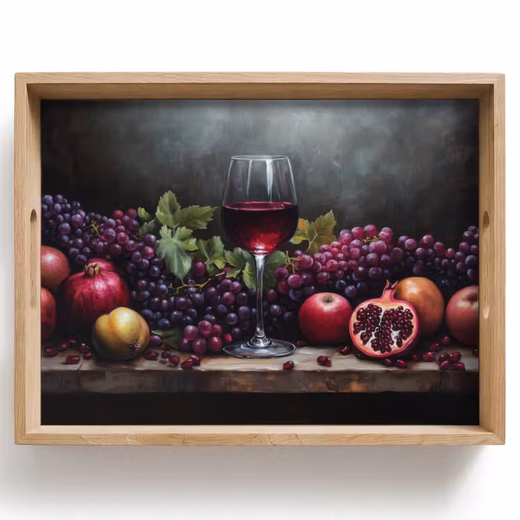 Vassoio - Vino - Frutta - Natura morta — 1