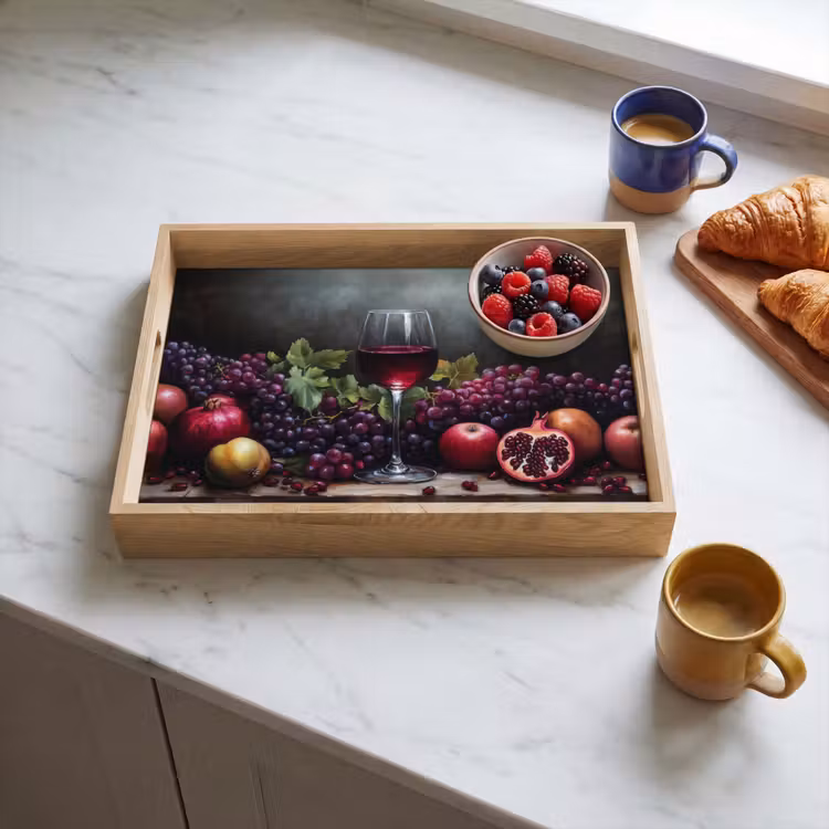 Vassoio - Vino - Frutta - Natura morta — 3