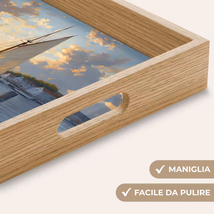 Vassoio - Barca a vela - Sole - Molo - Legno — 8