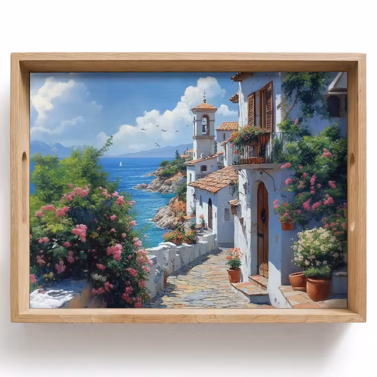 Vassoio - Case - Mare - Alberi - Fiori — 1