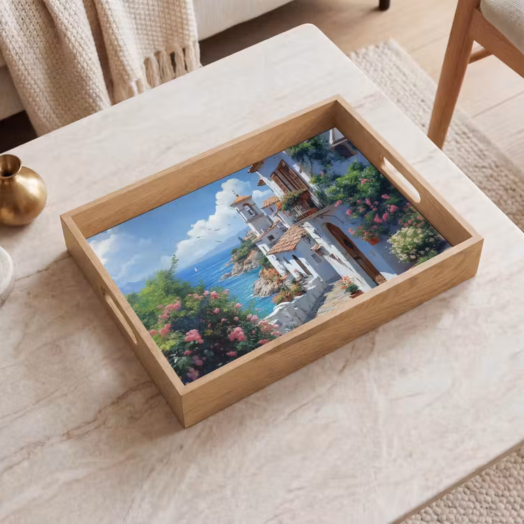Vassoio - Case - Mare - Alberi - Fiori — 2