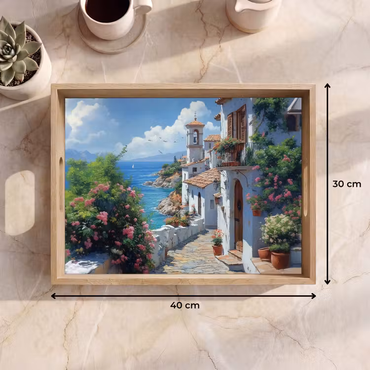 Vassoio - Case - Mare - Alberi - Fiori — 7