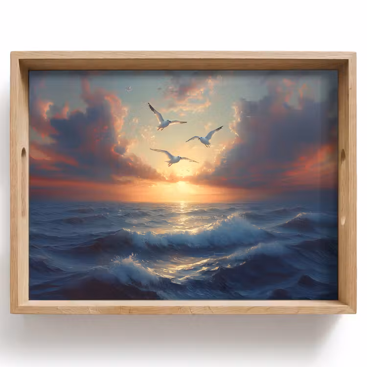 Vassoio - Gabbiani - Tramonto - Mare - Nuvole — 1