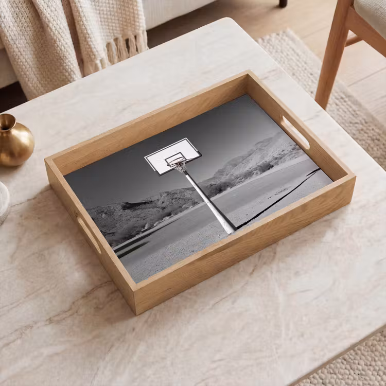 Vassoio - Palo da basket - Paesaggio - Sabbia - Bianco — 2