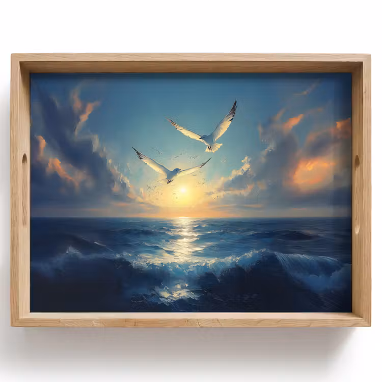 Vassoio - Gabbiani - Mare - Nuvole - Blu — 1