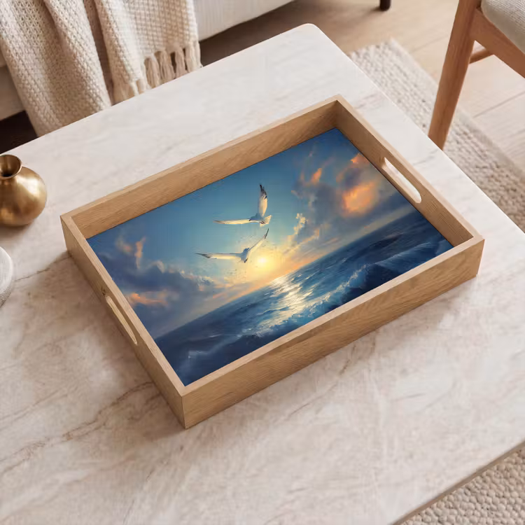 Vassoio - Gabbiani - Mare - Nuvole - Blu — 2