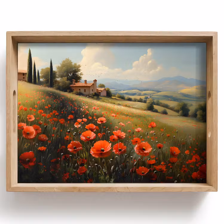 Vassoio - Papaveri - Rosso - Colline - Paesaggio — 1
