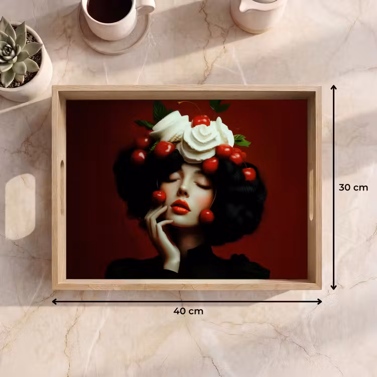 Vassoio - Donna - Ciliegie - Panna montata — 7
