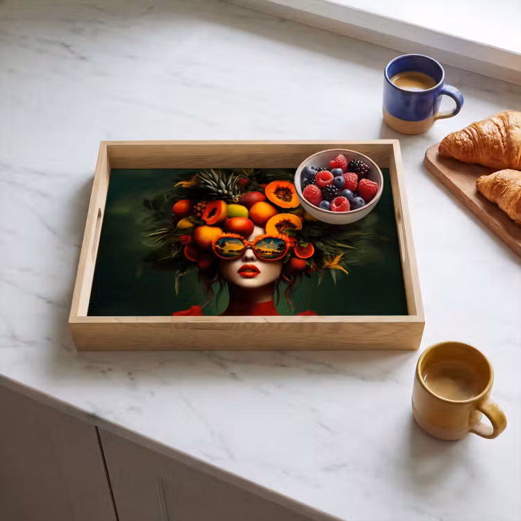 Vassoio - Donna - Frutta - Papaya - Ananas — 3