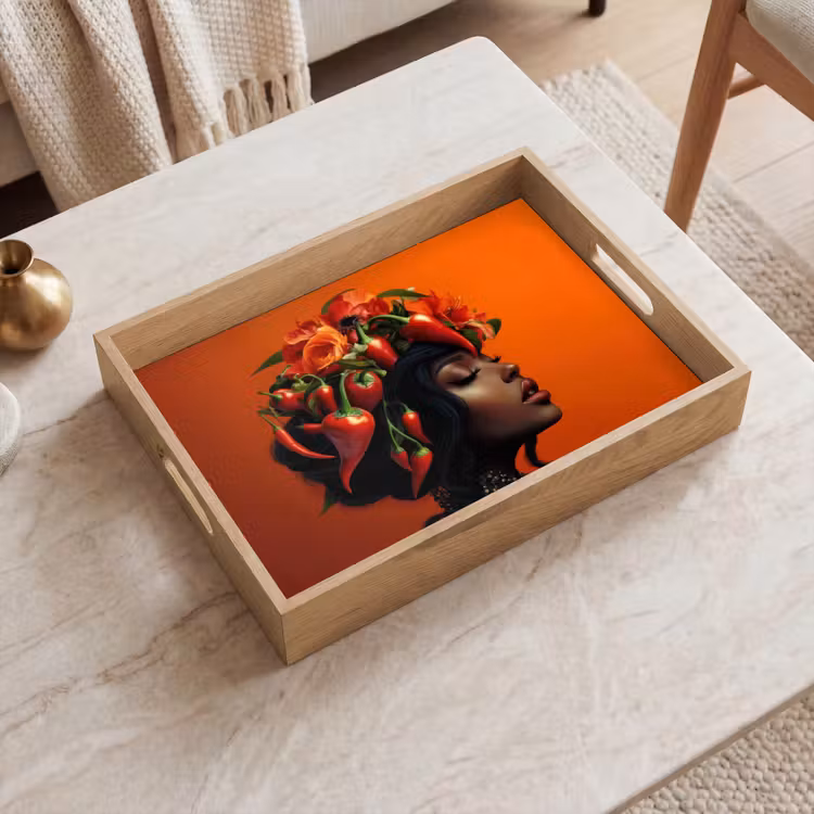 Vassoio - Donna - Peperoncino - Fiori — 2