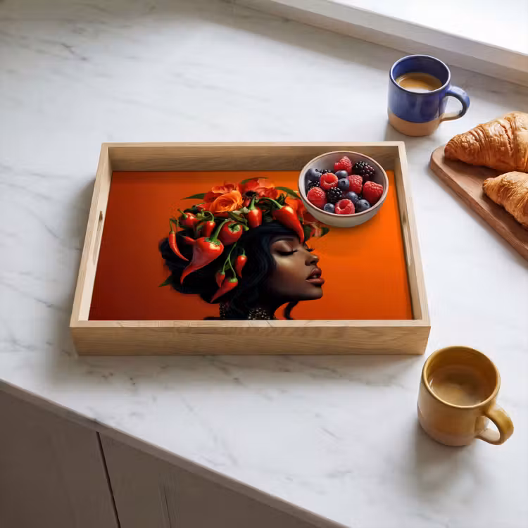 Vassoio - Donna - Peperoncino - Fiori — 3