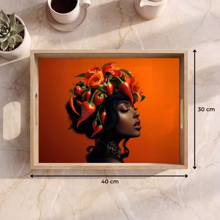Vassoio - Donna - Peperoncino - Fiori — 7