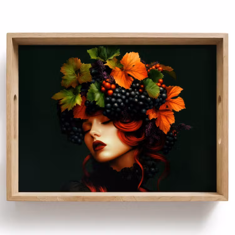 Vassoio - Donna - Rosso - Verde - Uva — 1