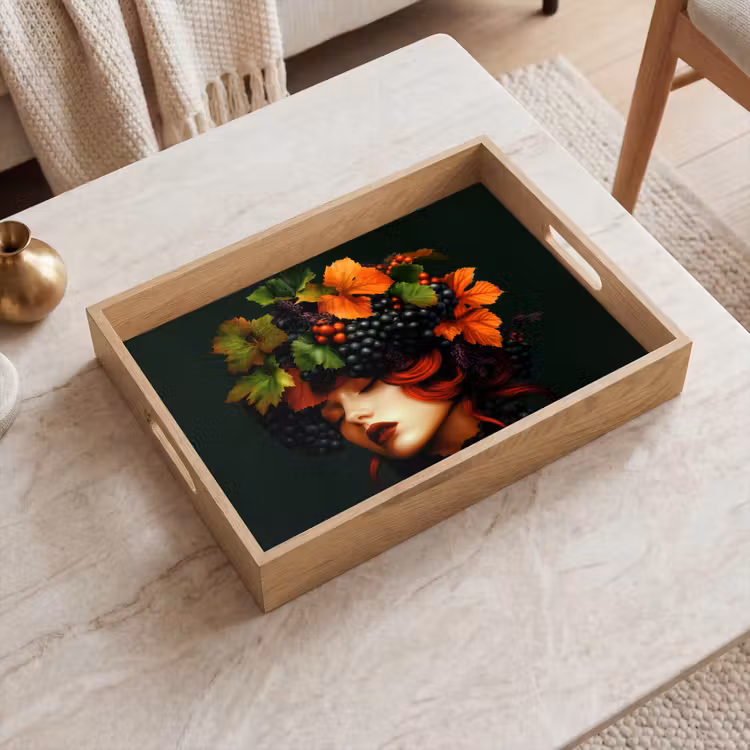 Vassoio - Donna - Rosso - Verde - Uva — 2