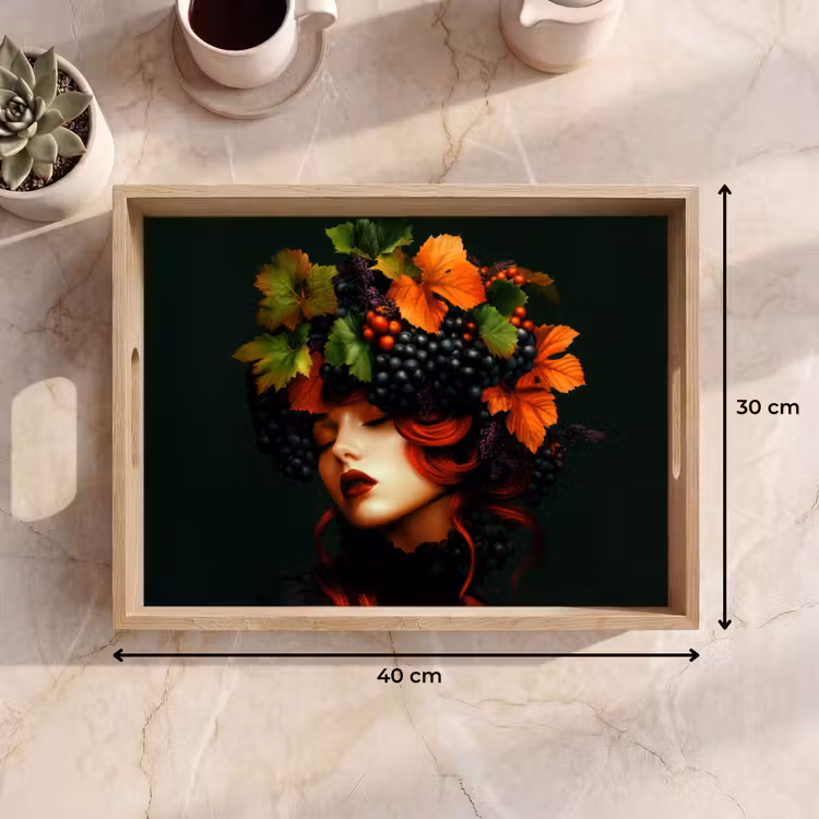 Vassoio - Donna - Rosso - Verde - Uva — 7