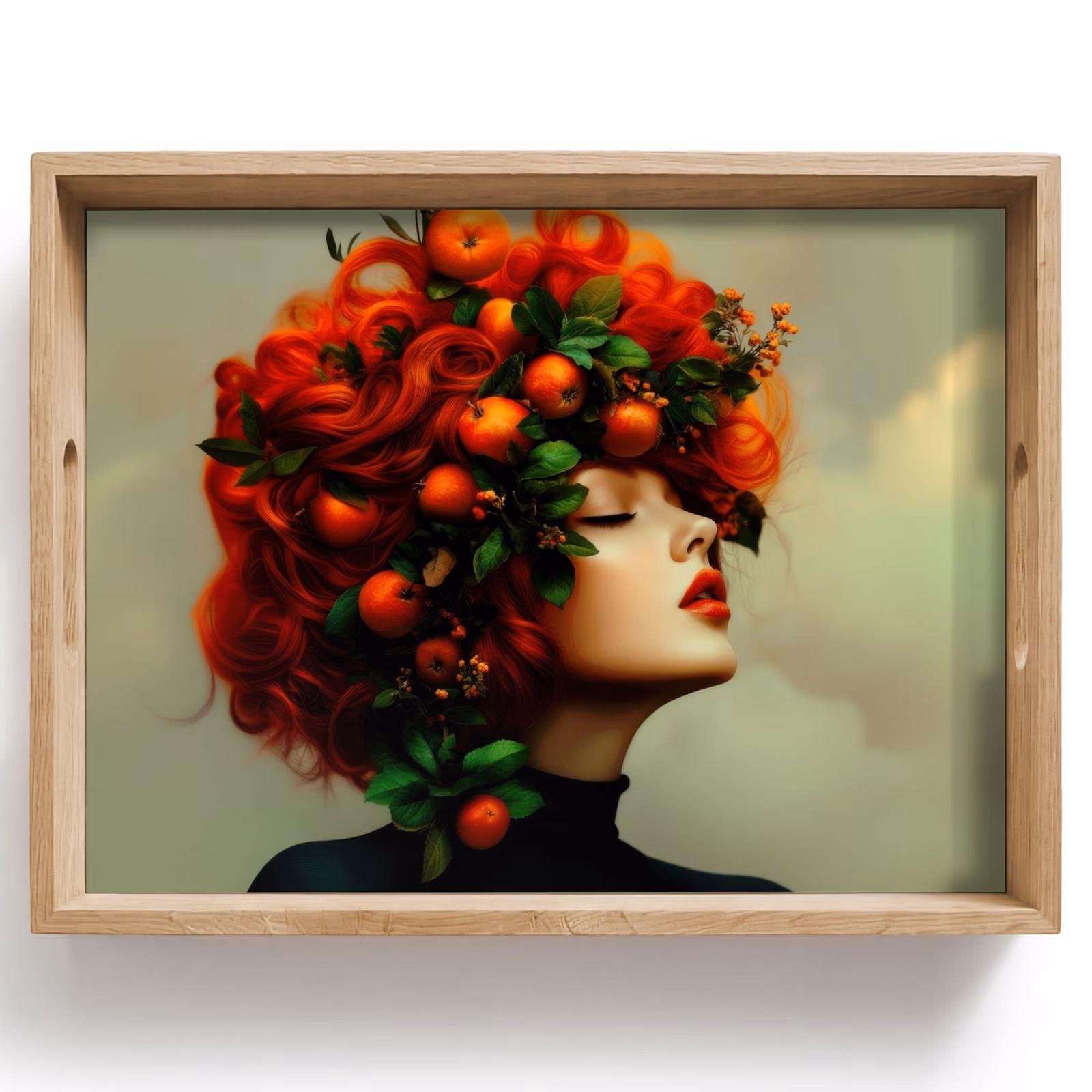 Vassoio - Donna - Mele - Rosso - Foglie — 1
