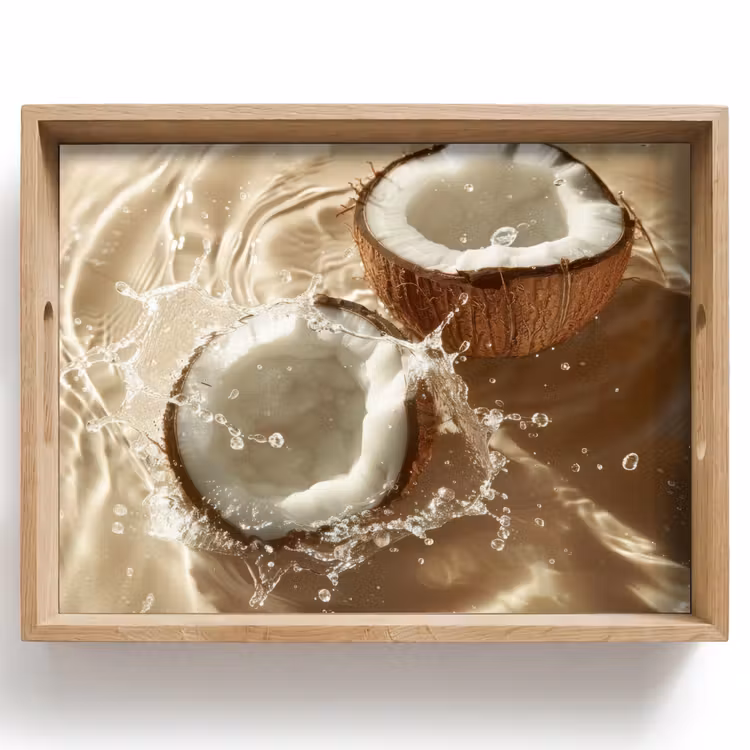 Vassoio - Acqua di cocco - Acqua - Beige - Spruzzi — 1