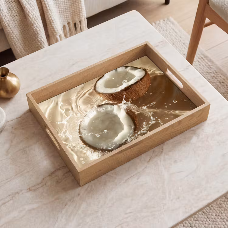 Vassoio - Acqua di cocco - Acqua - Beige - Spruzzi — 2