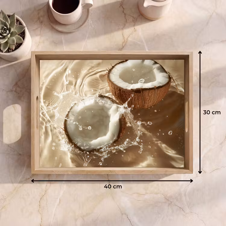 Vassoio - Acqua di cocco - Acqua - Beige - Spruzzi — 7