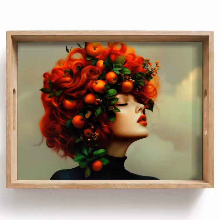 Vassoio - Donna - Mele - Rosso - Foglie — 1