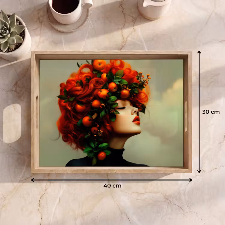 Vassoio - Donna - Mele - Rosso - Foglie — 7