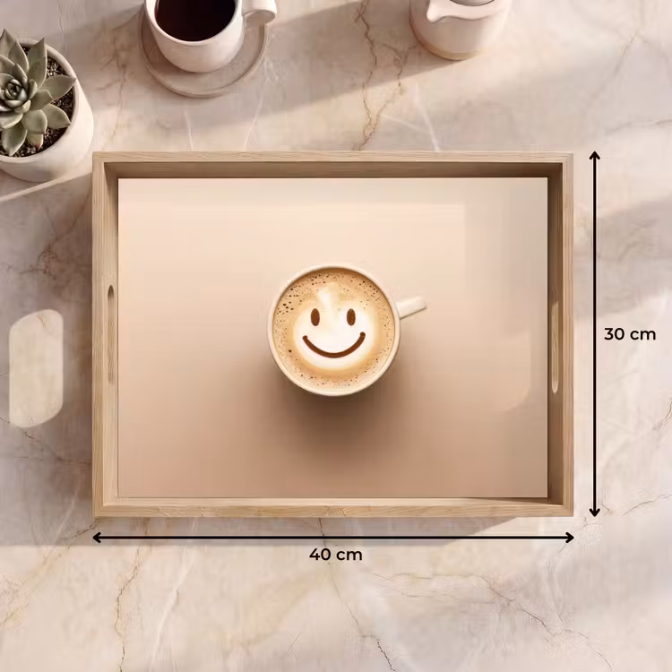 Vassoio - Caffè - Schiuma di latte - Sorriso - Beige — 7