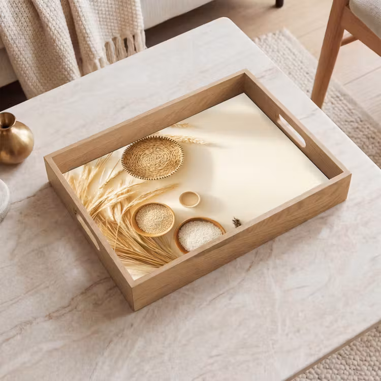 Vassoio - Cereali - Legno - Ciotola - Beige — 2