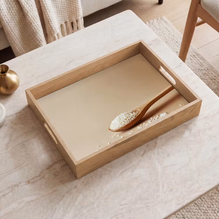 Vassoio - Cucchiaio - Riso - Legno - Beige — 2