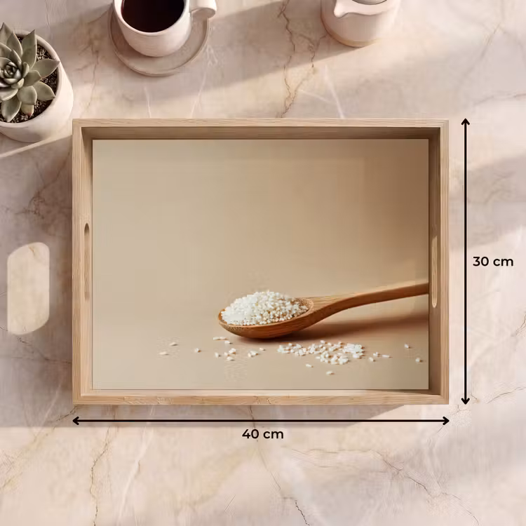 Vassoio - Cucchiaio - Riso - Legno - Beige — 7