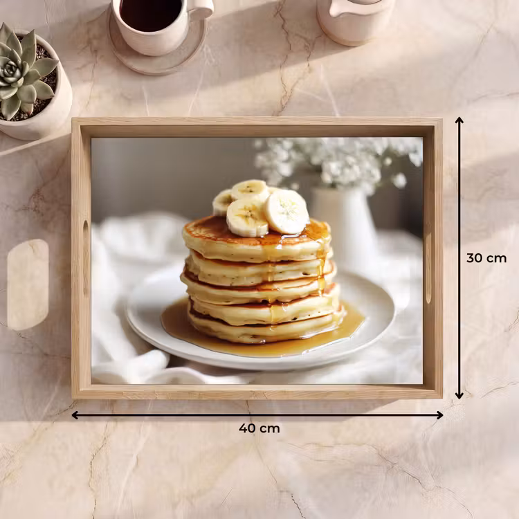 Vassoio - Pancake - Banana - Sciroppo - Bianco - Beige — 7