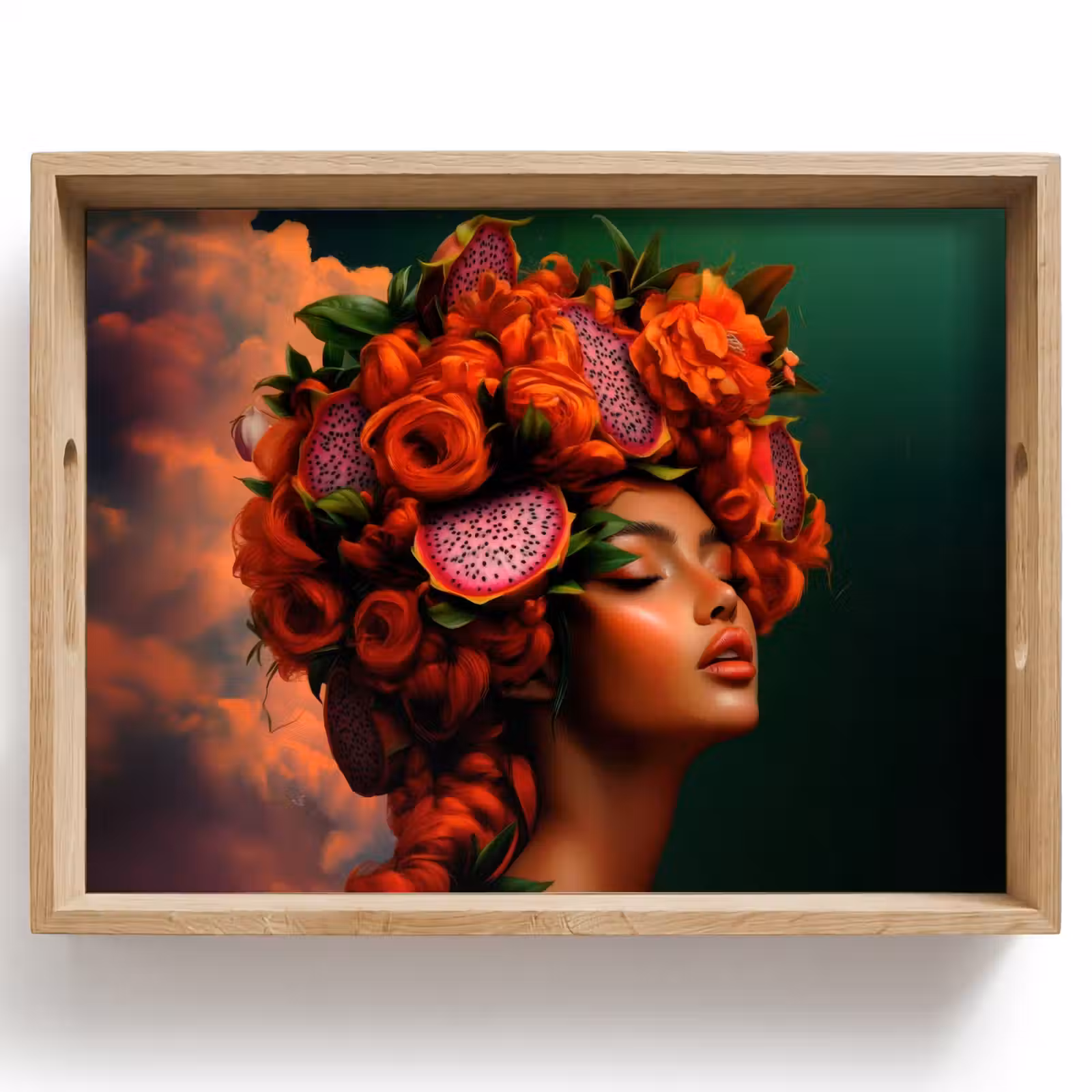 Vassoio - Donna - Bevande alla frutta - Rose — 1