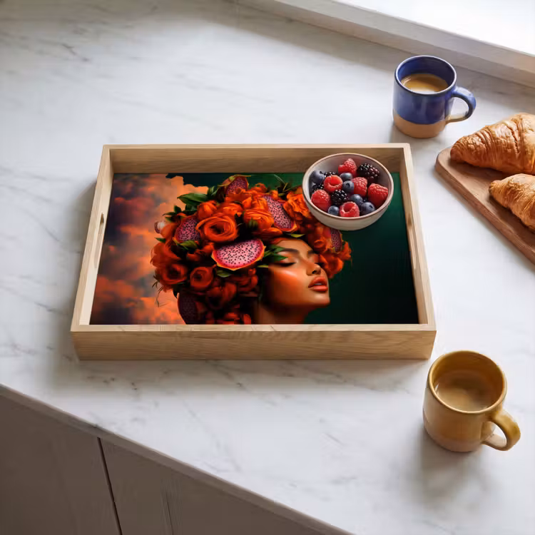 Vassoio - Donna - Bevande alla frutta - Rose — 3