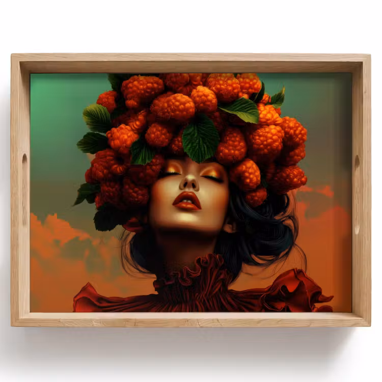 Vassoio - Donna - Lamponi - Foglie — 1