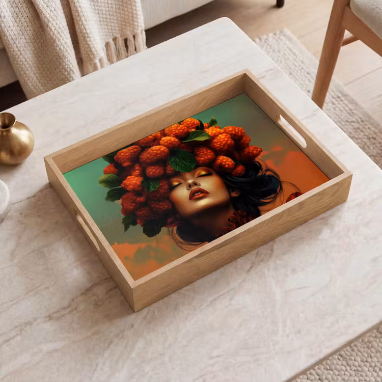 Vassoio - Donna - Lamponi - Foglie — 2