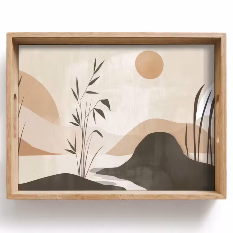 Vassoio - Japandi - Paesaggio - Beige — 1
