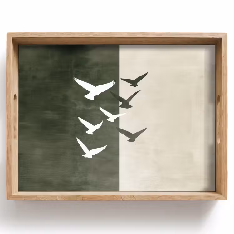 Vassoio - Japandi - Uccello - Verde — 1